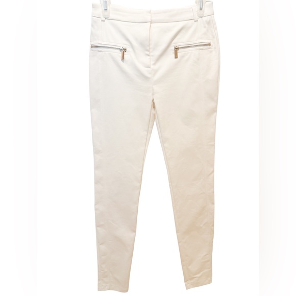 Marciano Los Angeles Ivory Pants Sz XS Exposed Gold Accent Zippers Cotton Blend - Picture 3 of 9